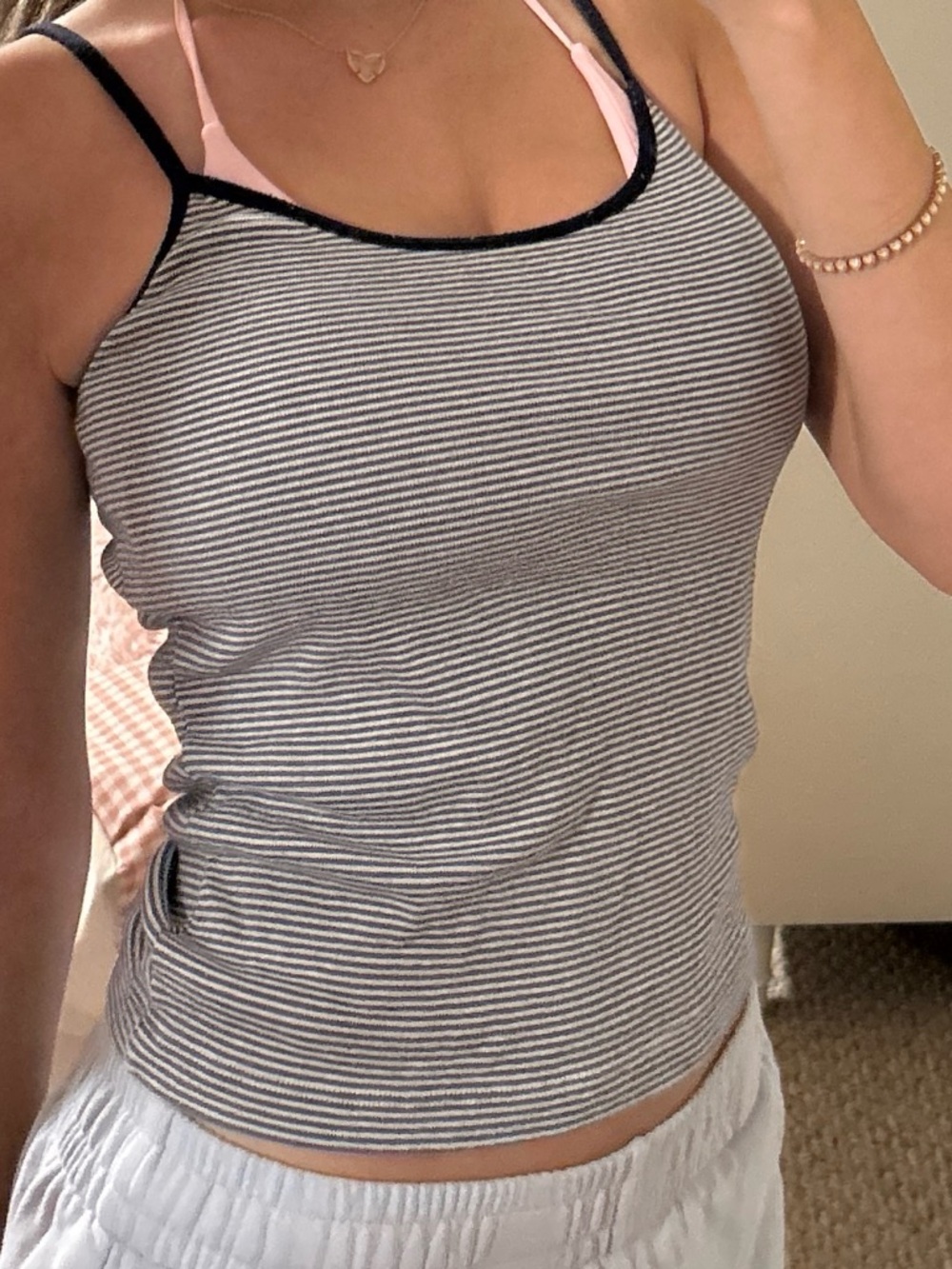 Brandy Melville Navy and White Striped Ribbed Tank - Picture 4 of 4